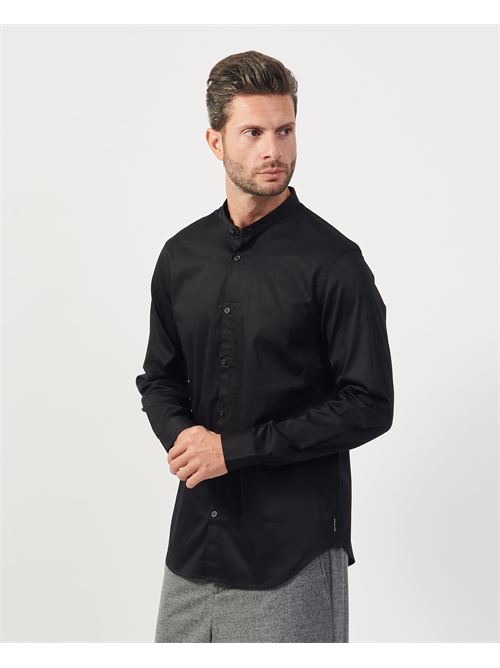 Armani Exchange black shirt with mandarin collar ARMANI EXCHANGE | XM000017-AF10192UC001